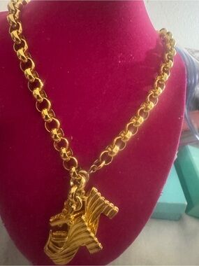 Salvatore Ferragamo Gold-Tone Chunky Chain Necklace with Horse Charms